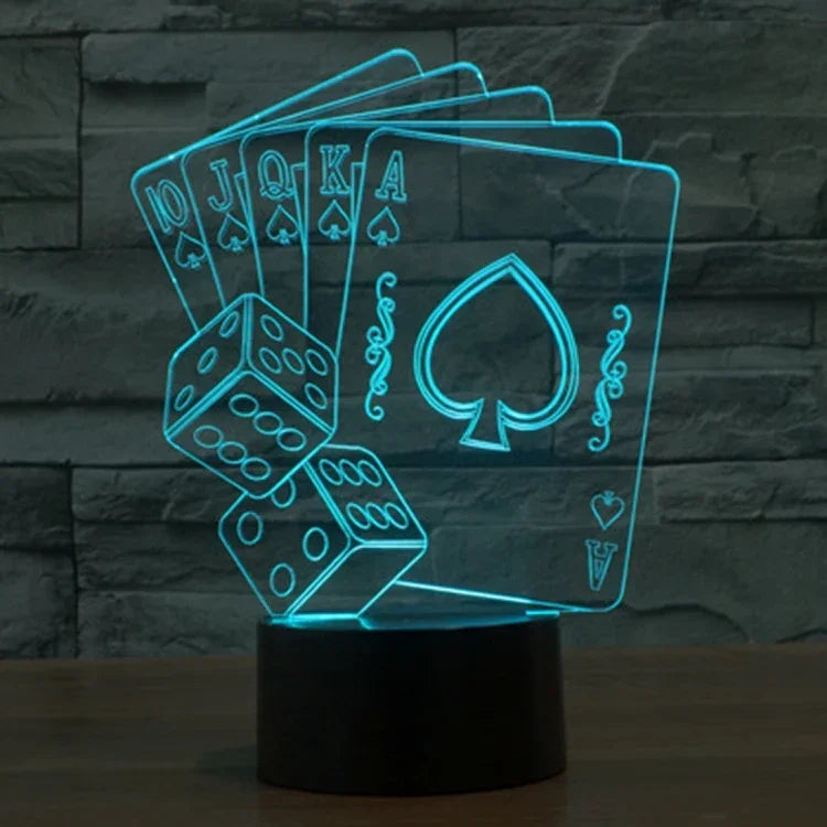 Lampe de bureau créative visuelle stéréo à décoloration 7 couleurs Veilleuse, style poker