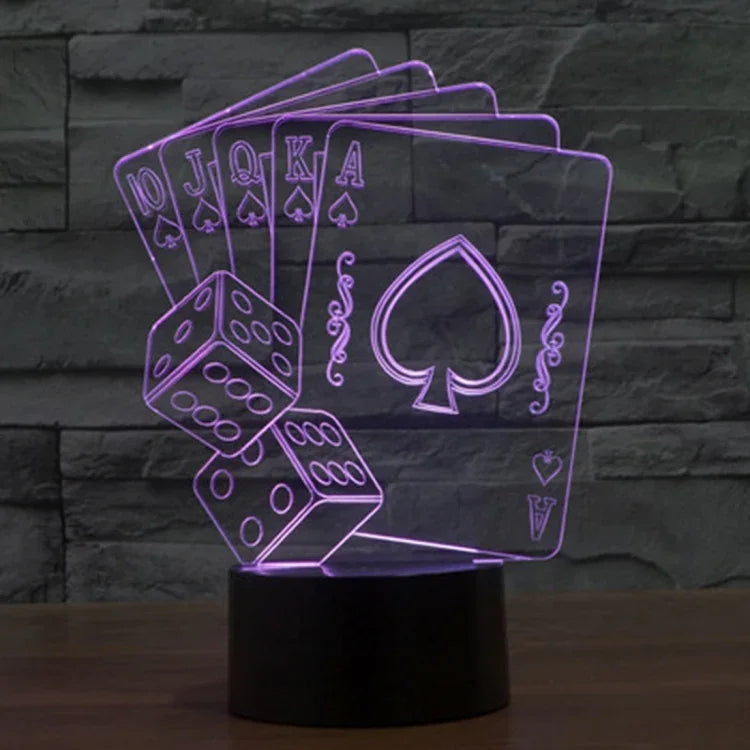 Lampe de bureau créative visuelle stéréo à décoloration 7 couleurs Veilleuse, style poker