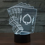 Lampe de bureau créative visuelle stéréo à décoloration 7 couleurs Veilleuse, style poker