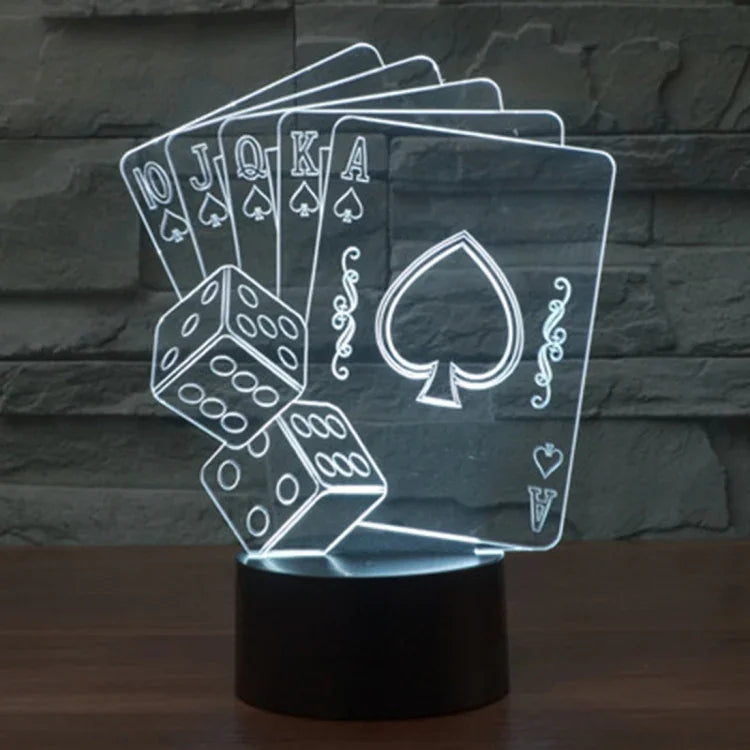 Lampe de bureau créative visuelle stéréo à décoloration 7 couleurs Veilleuse, style poker