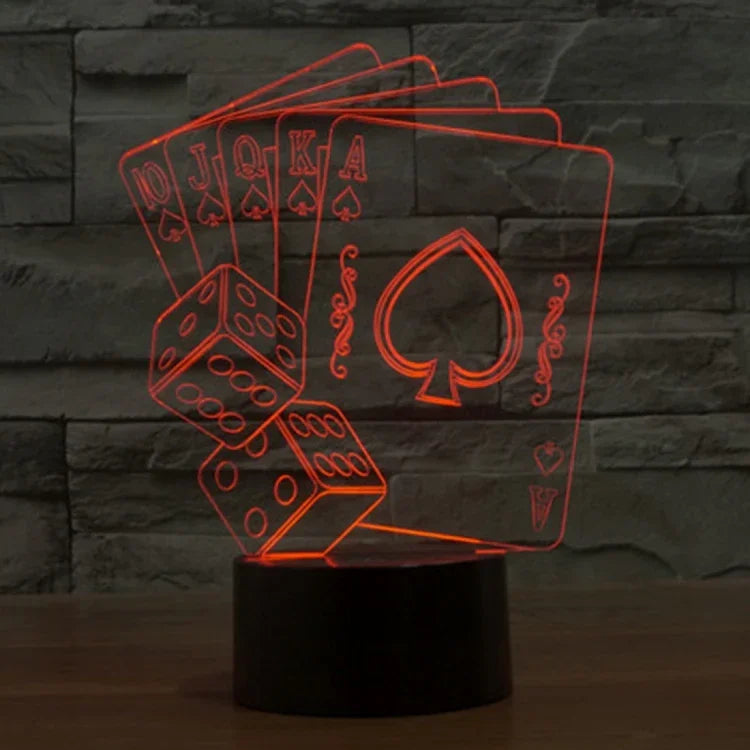 Lampe de bureau créative visuelle stéréo à décoloration 7 couleurs Veilleuse, style poker