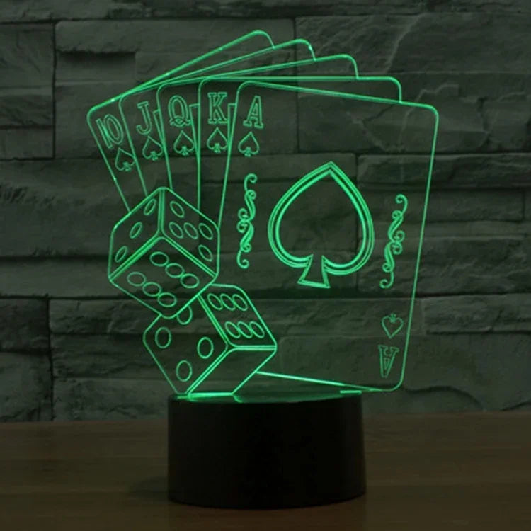 Lampe de bureau créative visuelle stéréo à décoloration 7 couleurs Veilleuse, style poker