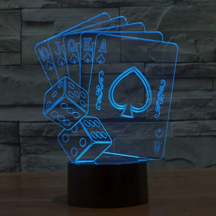 Lampe de bureau créative visuelle stéréo à décoloration 7 couleurs Veilleuse, style poker