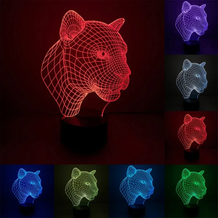 Lampe de bureau créative stéréo visuelle à 7 couleurs, lampe de nuit, style léopard