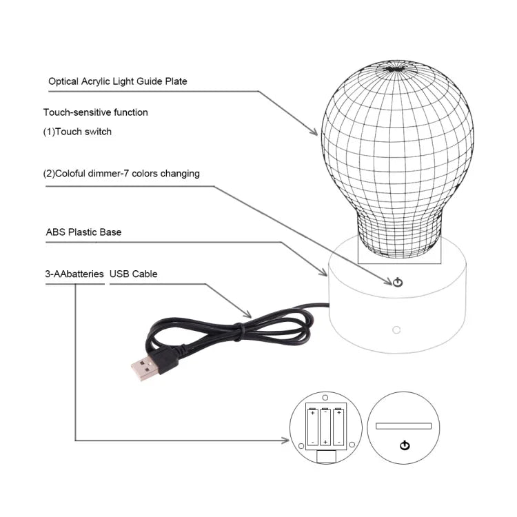 7 Color Discoloration Creative Visual Stereo Lamp Desk Lamp Night Light, Lotus Style