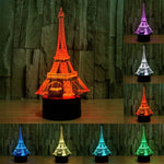 Lampe de bureau créative en stéréo visuelle à 7 couleurs, lampe de nuit, style Tour Eiffel