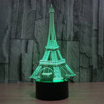 Lampe de bureau créative en stéréo visuelle à 7 couleurs, lampe de nuit, style Tour Eiffel