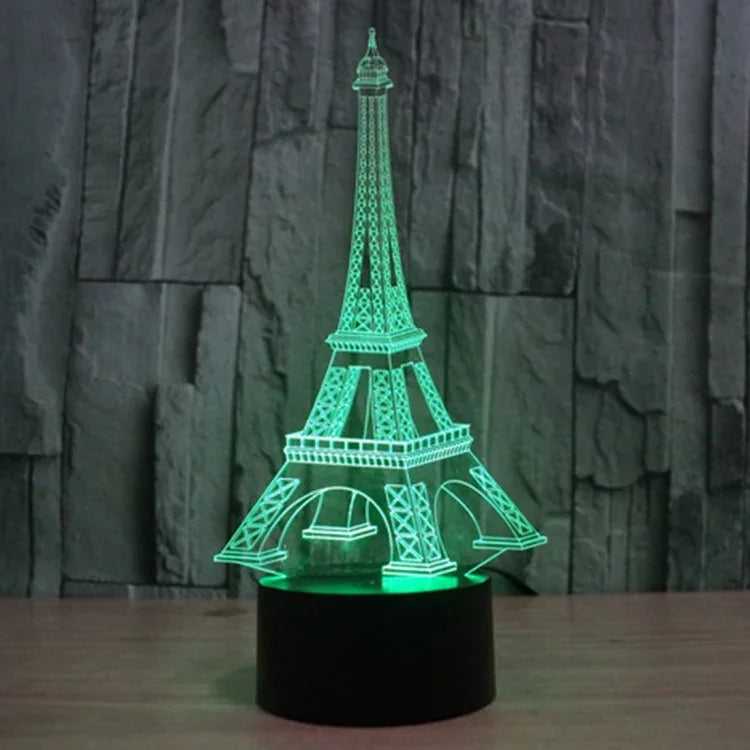 Lampe de bureau créative en stéréo visuelle à 7 couleurs, lampe de nuit, style Tour Eiffel