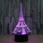 Lampe de bureau créative en stéréo visuelle à 7 couleurs, lampe de nuit, style Tour Eiffel