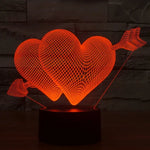 Lampe de Bureau Créative à LED 3D 7 Couleurs, Veilleuse en Forme de Flèche Transperçant le Cœur