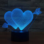 Lampe de Bureau Créative à LED 3D 7 Couleurs, Veilleuse en Forme de Flèche Transperçant le Cœur