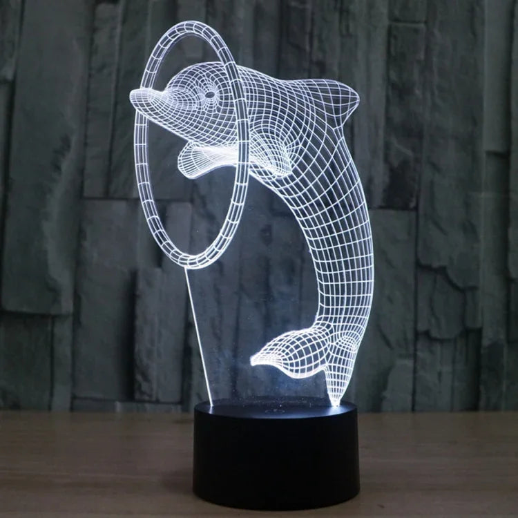 Lampe de chevet créative à changement de couleur 7 couleurs, lampe de bureau à vision stéréo, style dauphin