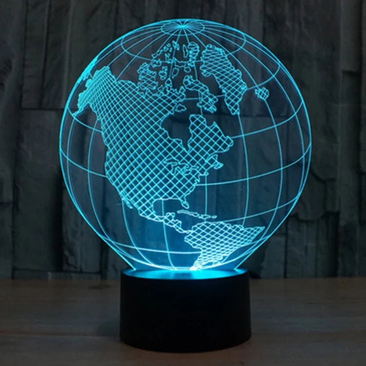 Lampe de bureau créative à stéréoscopie visuelle 7 couleurs avec décoloration, veilleuse, style globe américain