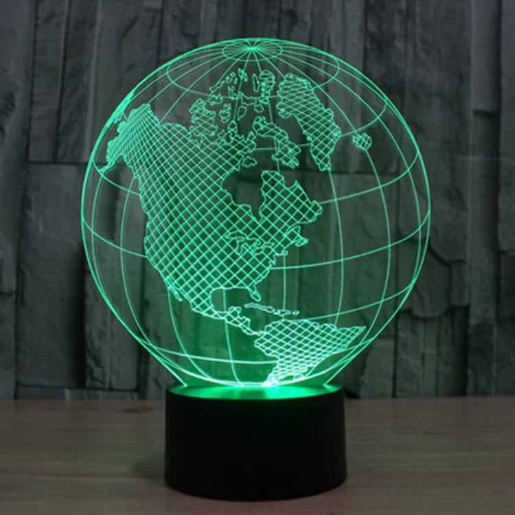 Lampe de bureau créative à stéréoscopie visuelle 7 couleurs avec décoloration, veilleuse, style globe américain