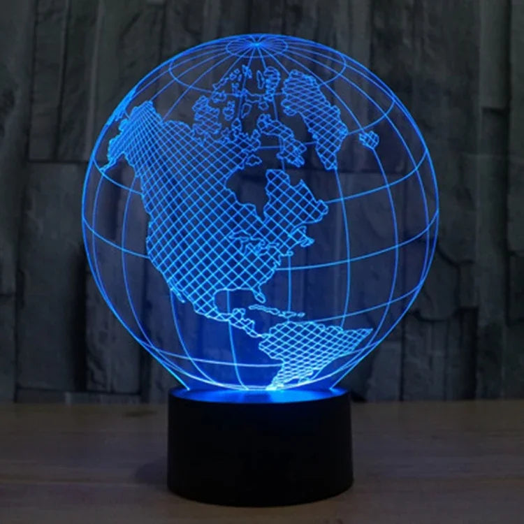 Lampe de bureau créative à stéréoscopie visuelle 7 couleurs avec décoloration, veilleuse, style globe américain