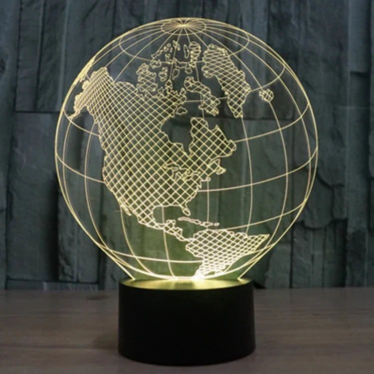 Lampe de bureau créative à stéréoscopie visuelle 7 couleurs avec décoloration, veilleuse, style globe américain