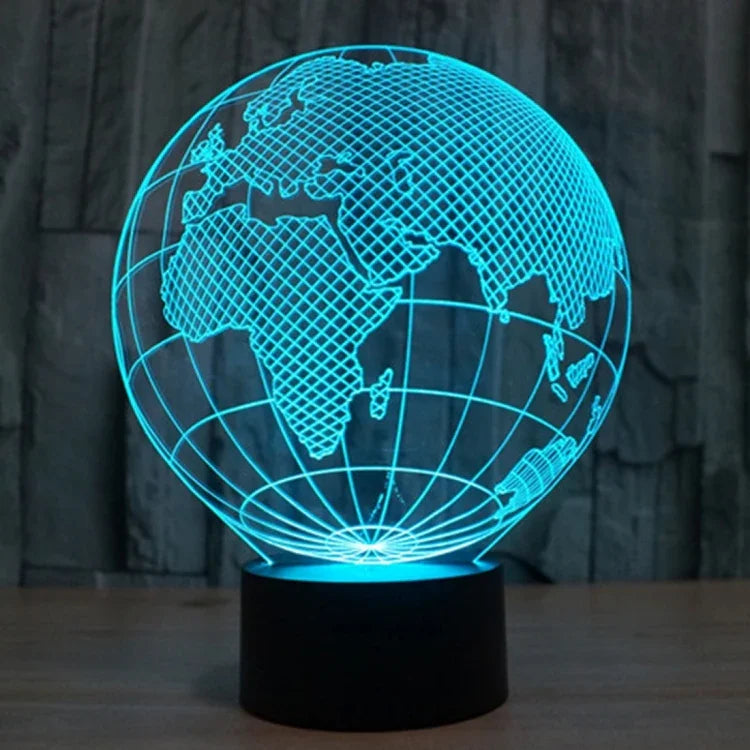 Veilleuse de bureau créative en forme de globe européen, lampe stéréo visuelle à 7 couleurs changeantes