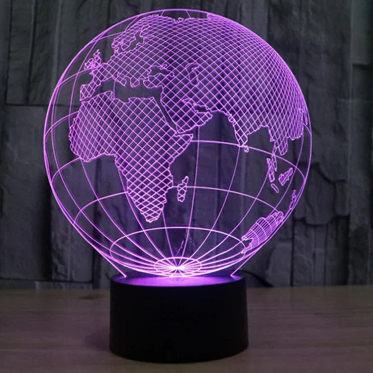 Veilleuse de bureau créative en forme de globe européen, lampe stéréo visuelle à 7 couleurs changeantes