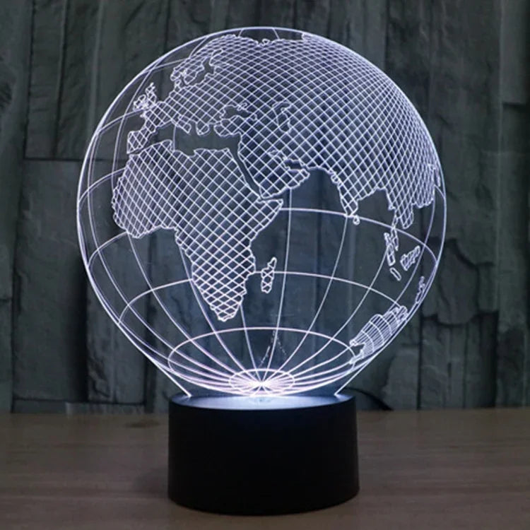 Veilleuse de bureau créative en forme de globe européen, lampe stéréo visuelle à 7 couleurs changeantes