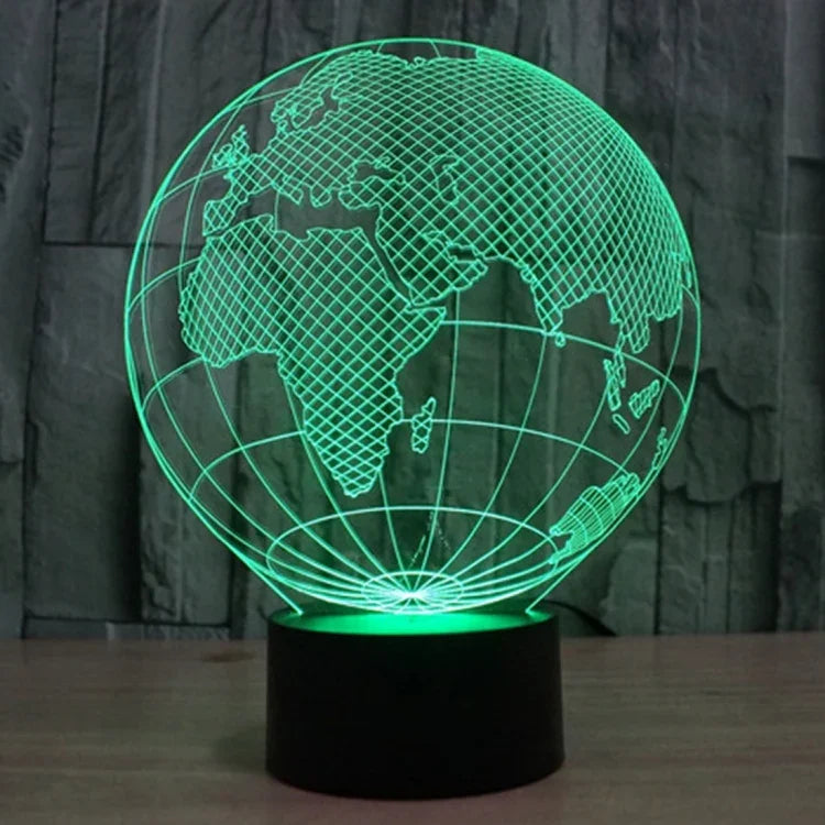 Veilleuse de bureau créative en forme de globe européen, lampe stéréo visuelle à 7 couleurs changeantes