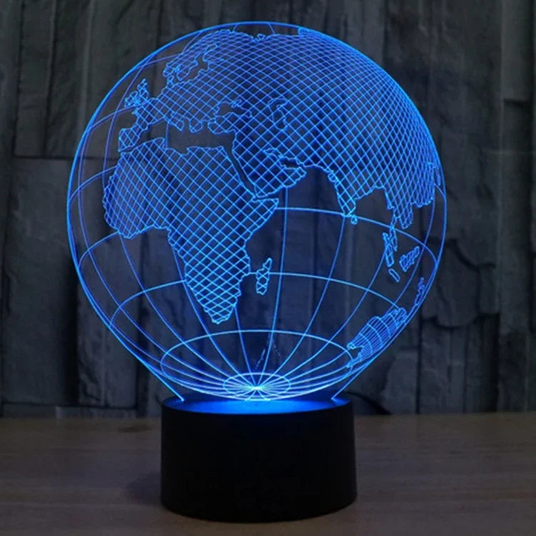 Veilleuse de bureau créative en forme de globe européen, lampe stéréo visuelle à 7 couleurs changeantes