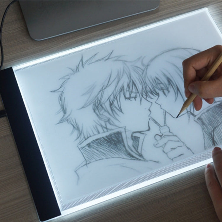 Boîte lumineuse de traçage LED USB portable ultra-fine format A4 pour artistes, dessin, croquis, animation et visualisation aux rayons X, sans contrôle de luminosité, sans chargeur