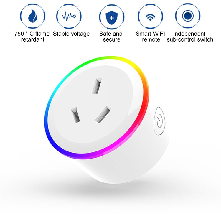 Prise intelligente WiFi 10A lumière de scène RGB avec télécommande compatible Alexa, Google Home et IFTTT, AC 100-240V, prise AU, XS-A17