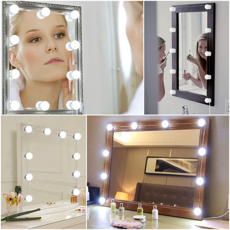 Ampoule LED cosmétique de style Hollywood de 120LM 7000K, rechargeable par USB, pour coiffeuse, longueur du câble : 4,6 m, CC 5 V