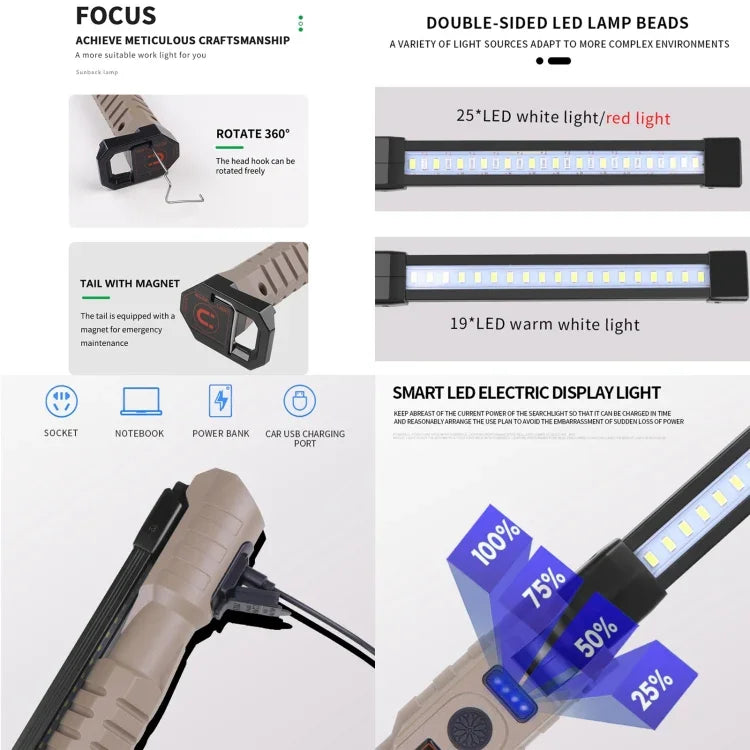 FA-WK06 Lampe de travail d'urgence pliable multifonction rechargeable avec fonction Power Bank, FA-WK06