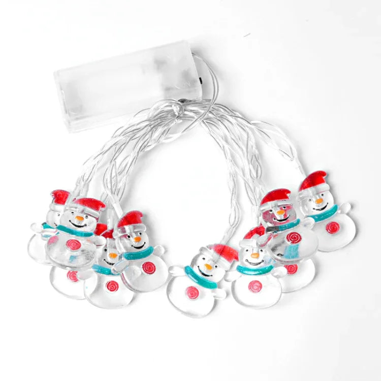 Guirlande lumineuse décorative LED 1,5m 10 lumières bonhomme de neige de Noël, bonhomme de neige de Noël