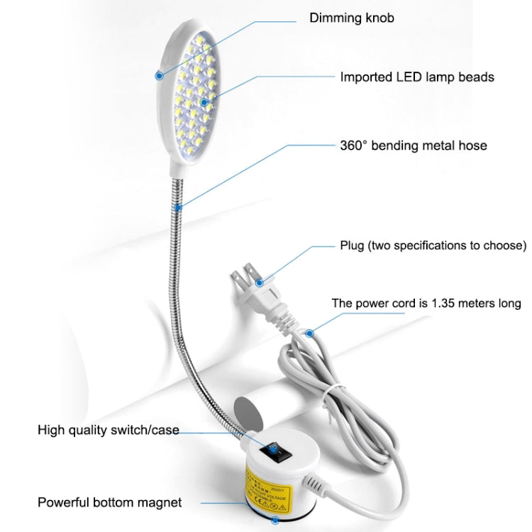 Lampe de machine à coudre LED dimmable à aimant, lampe de travail économie d'énergie 22 perles, 22 perles