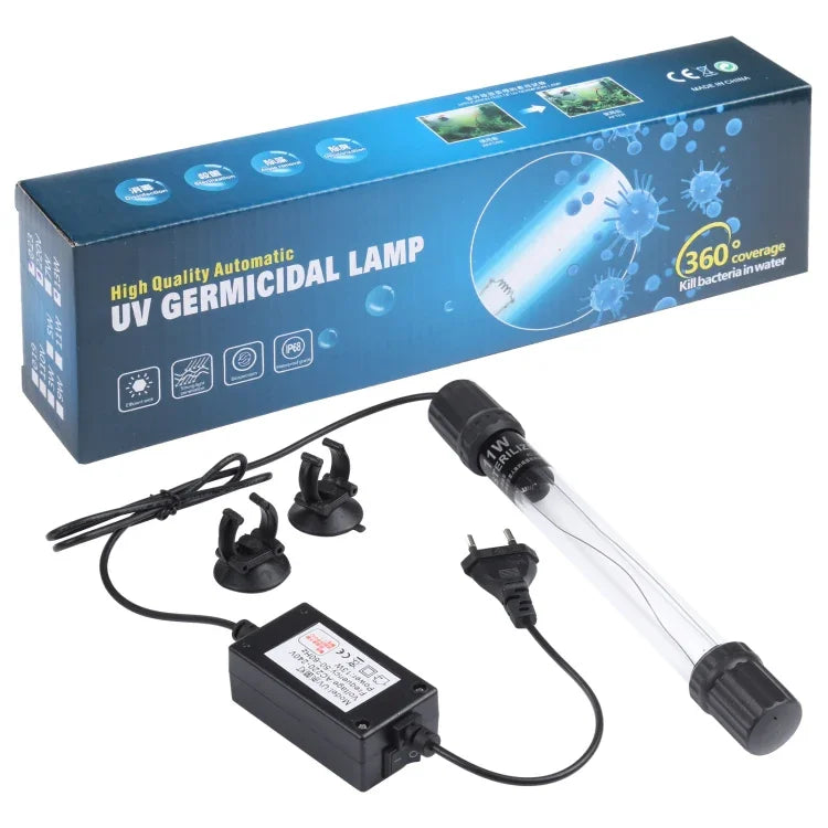 UV-011 Lampe germicide UV 11W pour désinfection d'aquarium, prise EU, 11W