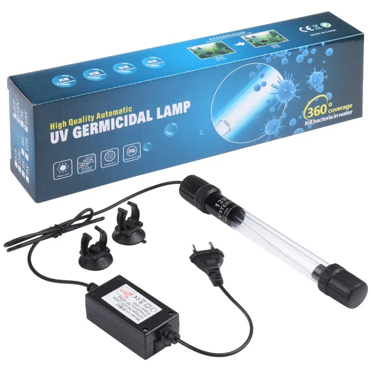 UV-013 13W Ultraviolet Germicidal Lamp Disinfection Light for Aquarium, EU Plug, 13W