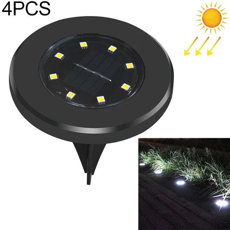 4 PCS Lampe solaire enterrée étanche IP65 8 LED pour jardin, villa, pelouse, projecteur décoratif