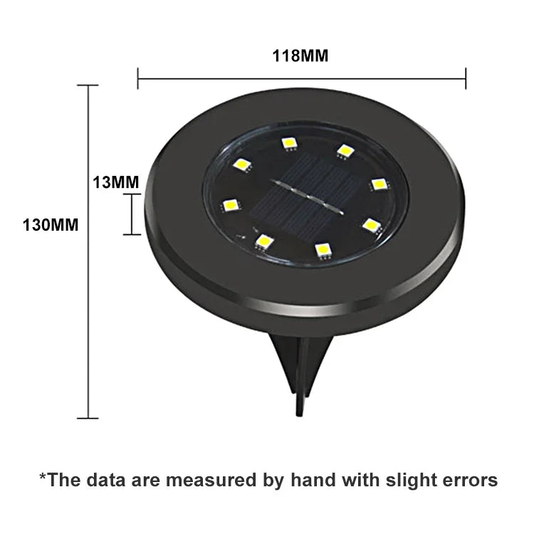 4 PCS Lampe solaire enterrée étanche IP65 8 LED pour jardin, villa, pelouse, projecteur décoratif