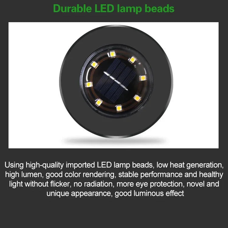 4 PCS Lampe solaire enterrée étanche IP65 8 LED pour jardin, villa, pelouse, projecteur décoratif