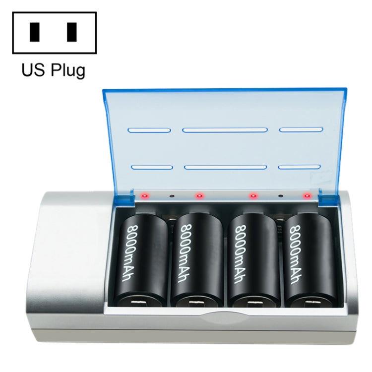 Chargeur de batterie AC 100-240V 4 emplacements pour piles AA, AAA, C / D, prise US