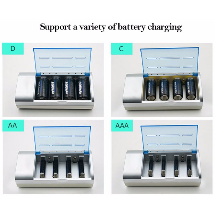 Chargeur de batterie AC 100-240V 4 emplacements pour piles AA, AAA, C / D, prise EU