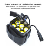 Boîtier d'alimentation mobile multifonction pour 6 batteries 18650 avec tête ronde 8,4 V et double sortie de tension USB 5 V sans batterie, 8,4 V