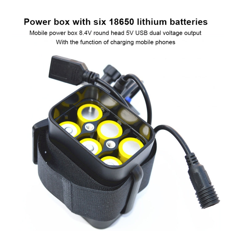 Boîtier d'alimentation mobile multifonction pour 6 batteries 18650 avec tête ronde 8,4 V et double sortie de tension USB 5 V sans batterie, 8,4 V