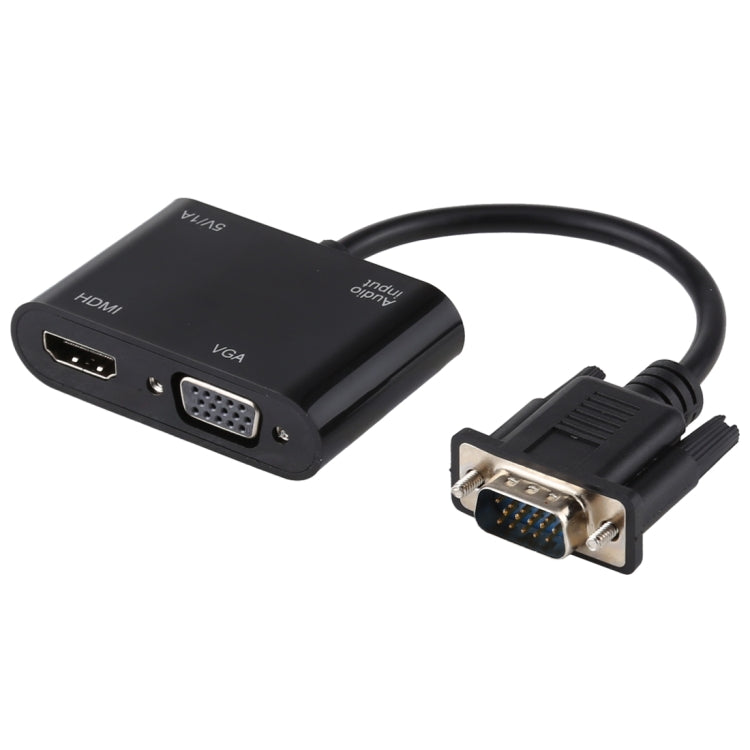 Adaptateur convertisseur 2 en 1 VGA vers HDMI + VGA 15 broches HDTV avec audio
