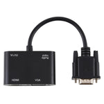Adaptateur convertisseur 2 en 1 VGA vers HDMI + VGA 15 broches HDTV avec audio