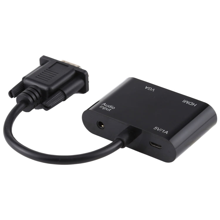 Adaptateur convertisseur 2 en 1 VGA vers HDMI + VGA 15 broches HDTV avec audio