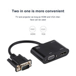Adaptateur convertisseur 2 en 1 VGA vers HDMI + VGA 15 broches HDTV avec audio