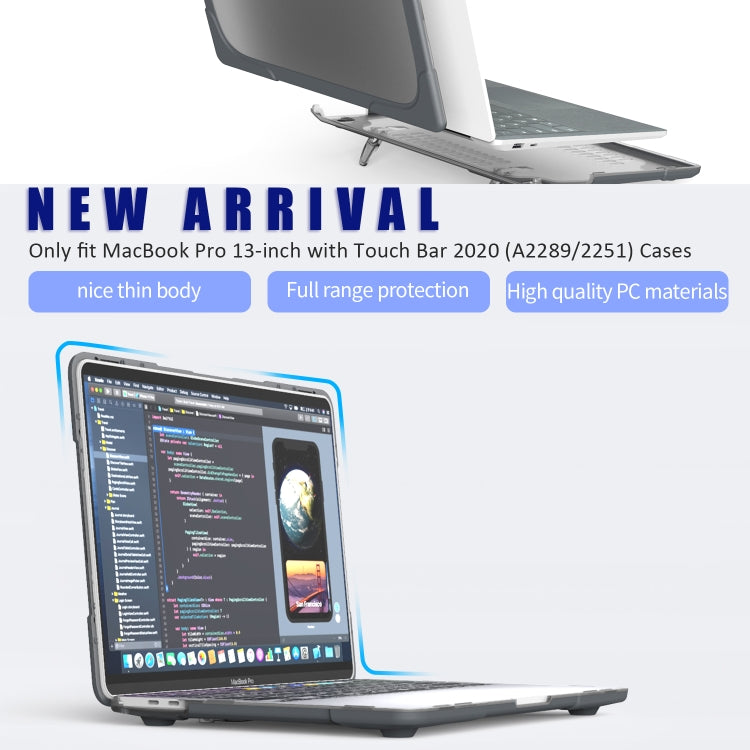 Pour MacBook Pro 13 pouces 2022 et étui de protection pour ordinateur portable PC + TPU bicolore A2289 / A2251 / A2338 2020