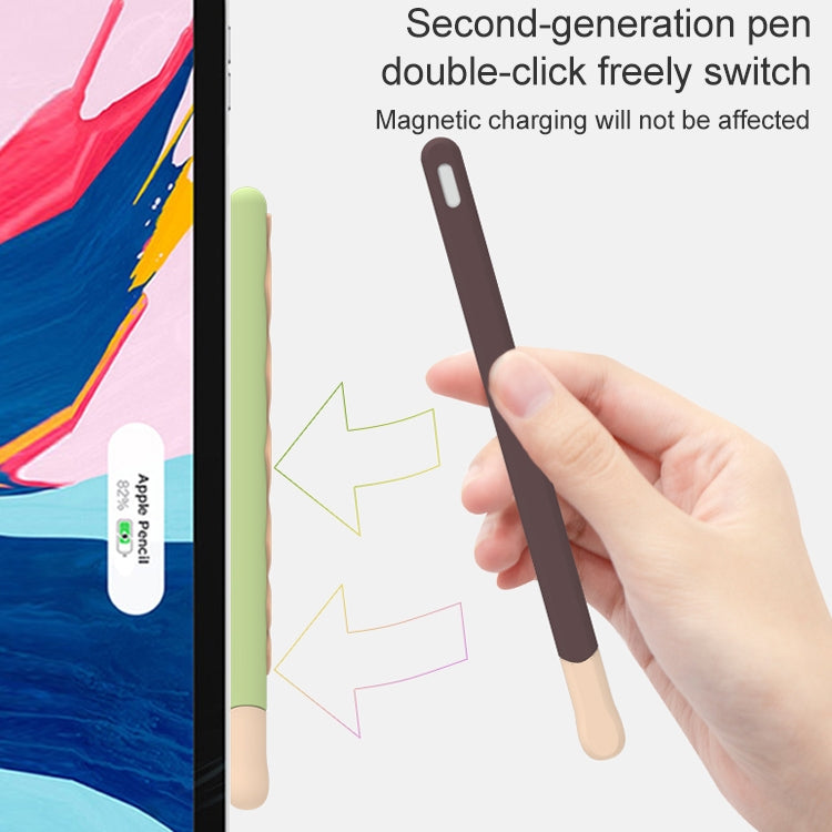 LOVE MEI Pour Apple Pencil 2 Étui de protection en silicone à rayures, Pour Apple Pencil 2
