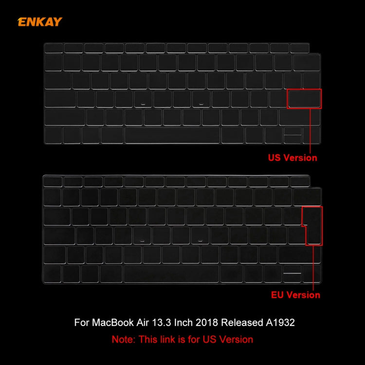 Pour MacBook Air 13,3 pouces A1932 2018 Housse de protection de clavier ultra-fine en TPU pour ordinateur portable version US de la marque ENKAY Hat-prince