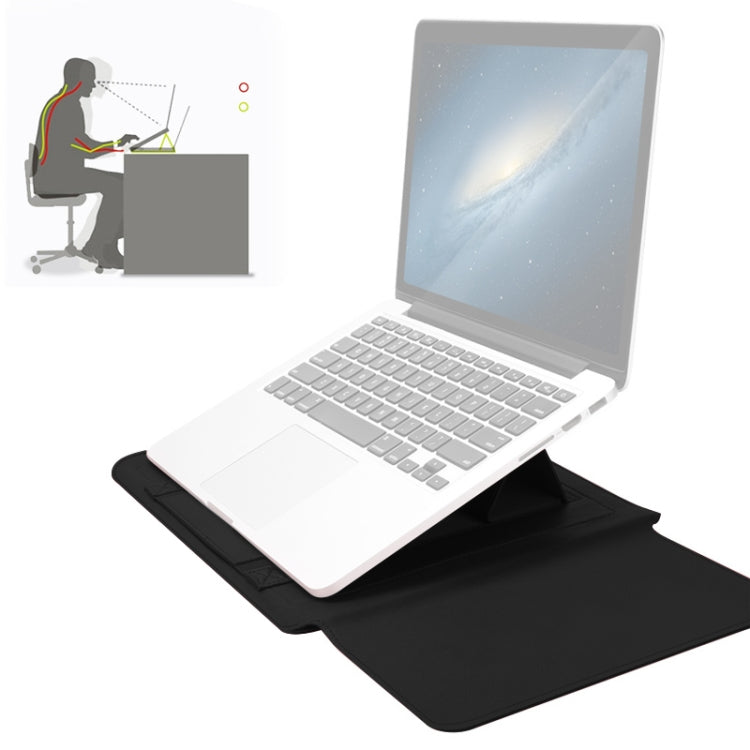 Sacoche universelle étanche en cuir PU 4 en 1 pour ordinateur portable avec poignée, support, porte-stylo + 2 enrouleurs + sac pour souris + sac pour chargeur pour ordinateurs 13 / 14 pouces, 13 / 14 pouces
