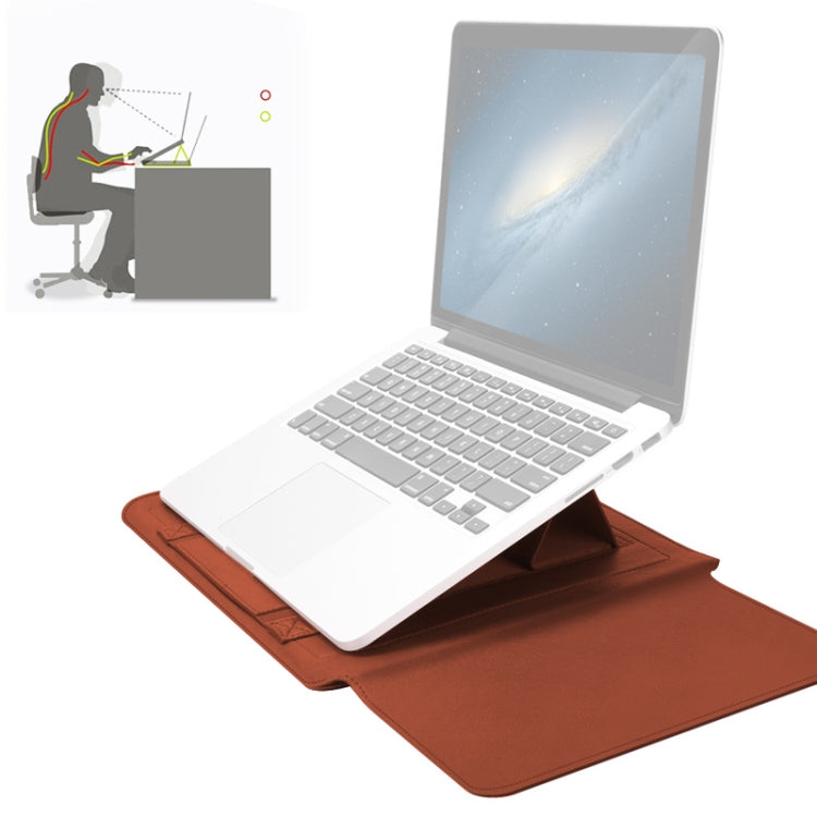 Sacoche universelle étanche en cuir PU 4 en 1 pour ordinateur portable avec poignée, support, porte-stylo + 2 enrouleurs + sac pour souris + sac pour chargeur pour ordinateurs 13 / 14 pouces, 13 / 14 pouces