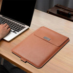 Sacoche universelle étanche en cuir PU 4 en 1 pour ordinateur portable avec poignée, support, porte-stylo + 2 enrouleurs + sac pour souris + sac pour chargeur pour ordinateurs 13 / 14 pouces, 13 / 14 pouces